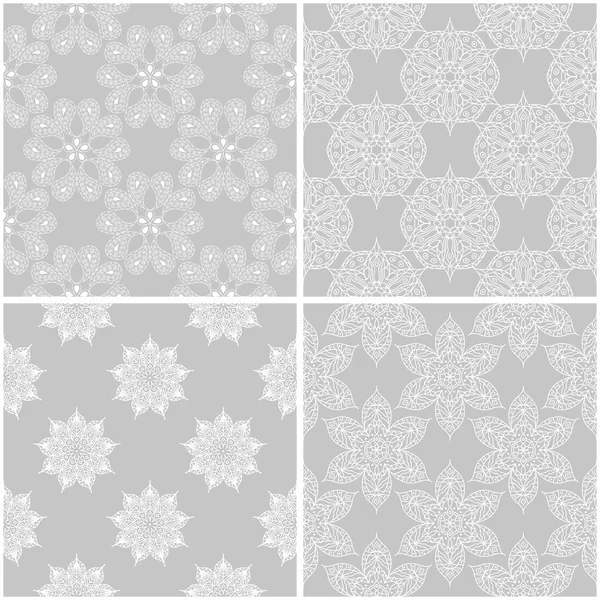 Çiçek desenleri. Tek renkli kesintisiz arka plan gri ve beyaz dizi. Vektör çizim