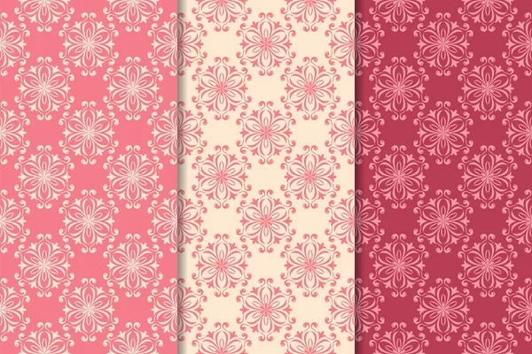 Kiraz kırmızı çiçek desenleri kümesi. Dikey Dikişsiz desen. Duvar kağıdı arka plan