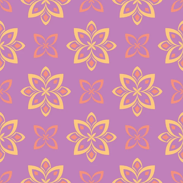 Menekşe çiçek sorunsuz arka plan. Duvar kağıtları, Tekstil ve kumaş için pembe ve sarı parlak desen