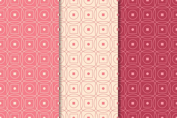 Kiraz kırmızısı geometrik süsler. Web, Tekstil ve duvar kağıtları için dikey Dikişsiz desen seti