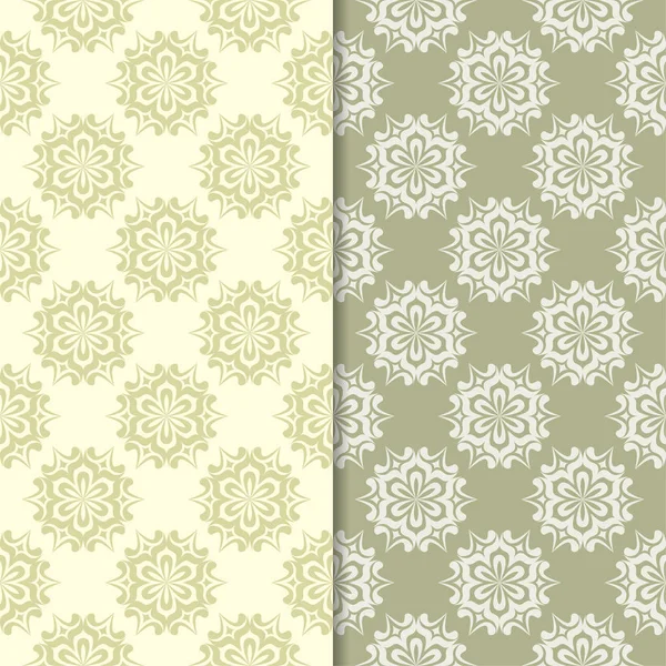 Zeytin yeşili çiçek süs arka planlar. Tekstil ve duvar kağıtları için dikişsiz desen seti