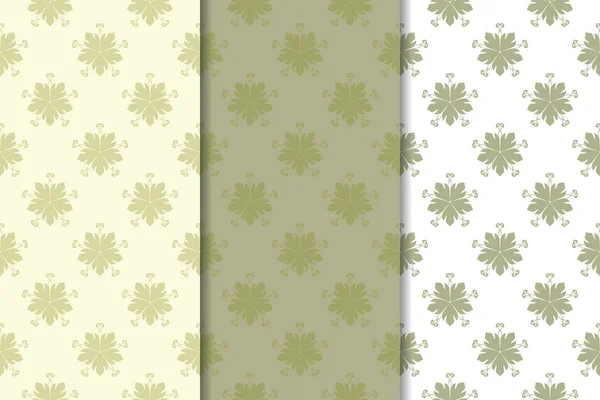 Zeytin yeşili kümesi çiçek süsler. Tekstil ve duvar kağıtları için dikişsiz desen