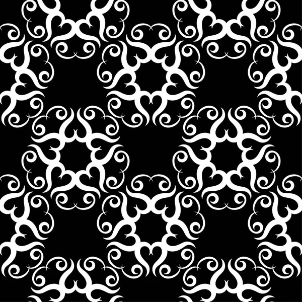 White Floral Design Black Background Seamless Pattern Textile Wallpapers — Stock Vector