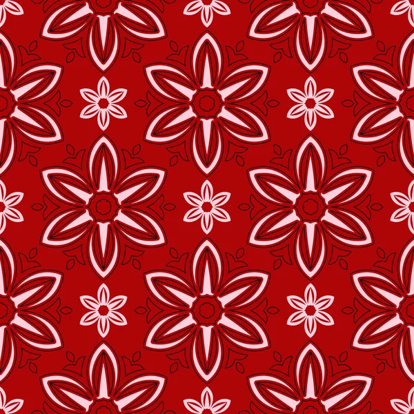 Çiçek seamless modeli. Duvar kağıtları ve Tekstil için kırmızı zemin üzerine siyah ve beyaz tasarım