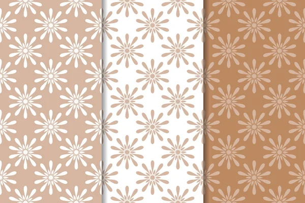 Kahverengi çiçek süsler. Tekstil ve duvar kağıtları için dikey Dikişsiz desen seti