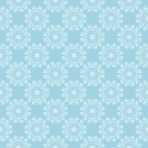 Mavi zemin üzerine beyaz çiçek desenli. Tekstil ve duvar kağıtları için sorunsuz süsleme