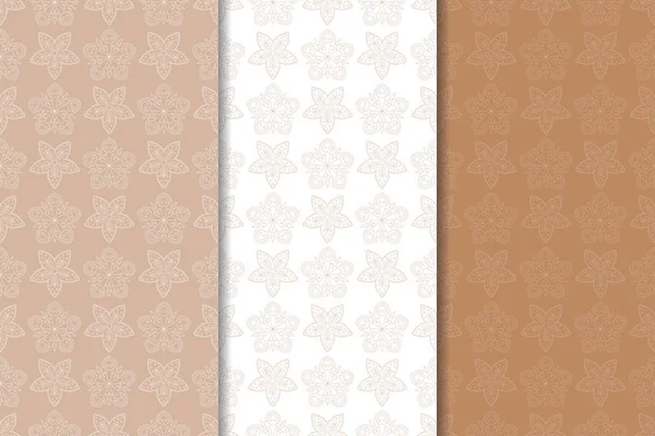 Kahverengi çiçek arka planlar. Tekstil ve duvar kağıtları için dikişsiz desen seti