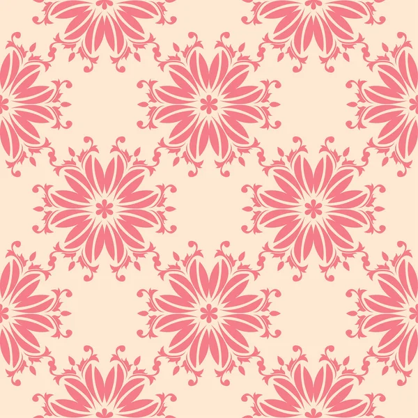 Bej renkli arka plan üzerinde kırmızı çiçekler. Tekstil ve duvar kağıtları için süs seamless modeli