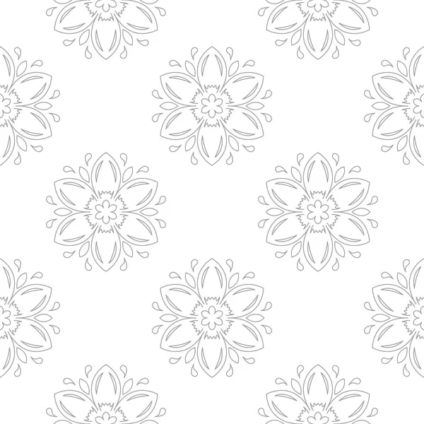 Beyaz ve gri çiçek süsleme. Tekstil ve duvar kağıtları için seamless modeli