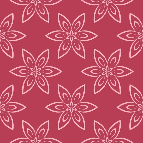 Ornement Floral Sur Fond Rouge Modèle Sans Couture Pour Textile — Image vectorielle