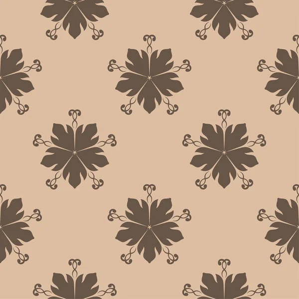 Bej renkli arka plan üzerinde koyu kahverengi çiçek süsleme. Tekstil ve duvar kağıtları için seamless modeli