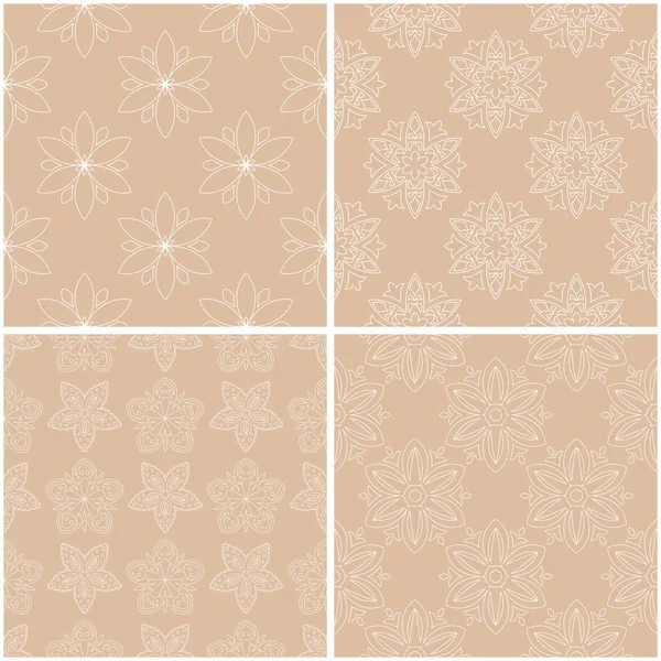 Çiçek desenleri. Sorunsuz arka plan bej ve beyaz dizi. Vektör çizim