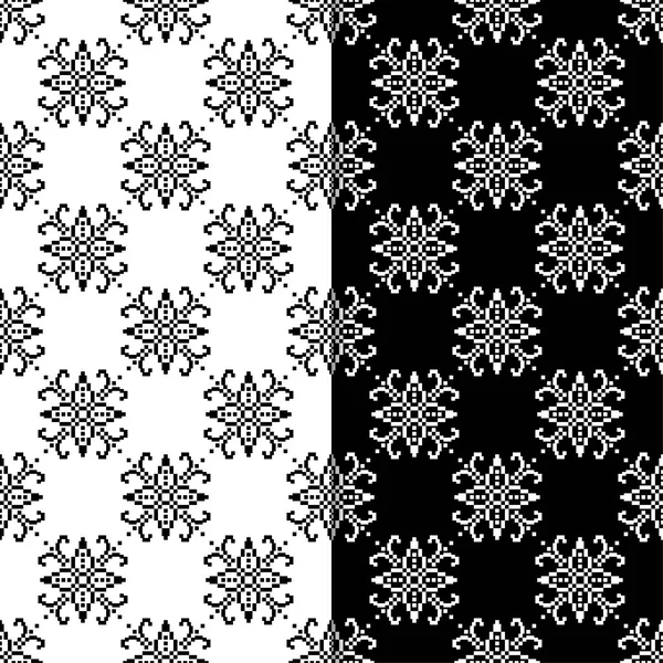 Černé Bílé Květinové Ornamenty Sada Bezešvé Pozadí Pro Textil Tapety — Stockový vektor