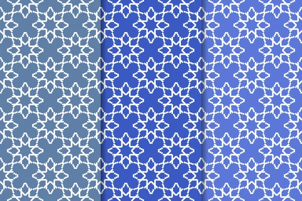 Geometrik süsler kümesi. Web, Tekstil ve duvar kağıtları için mavi dikey Dikişsiz desen