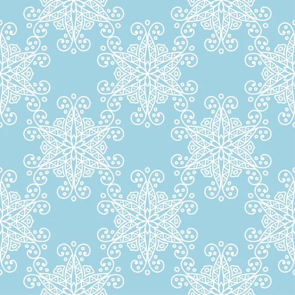 Ornement Floral Blanc Sur Fond Bleu Marine Modèle Sans Couture — Image vectorielle