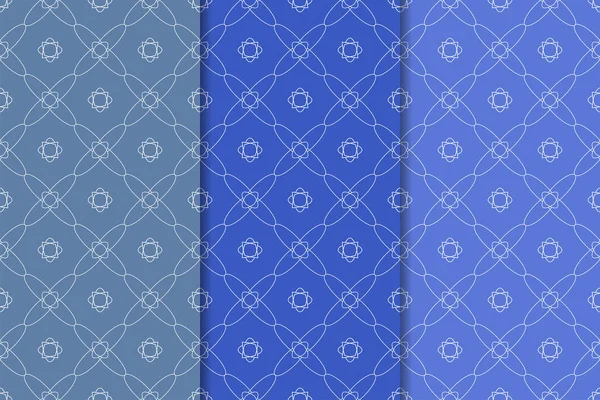 Mavi geometrik süsler. Web, Tekstil ve duvar kağıtları için dikey Dikişsiz desen seti