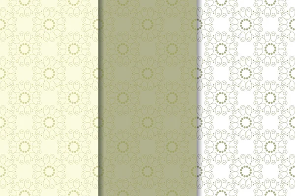 Zeytin yeşili kümesi çiçek süsler. Tekstil ve duvar kağıtları için dikişsiz desen