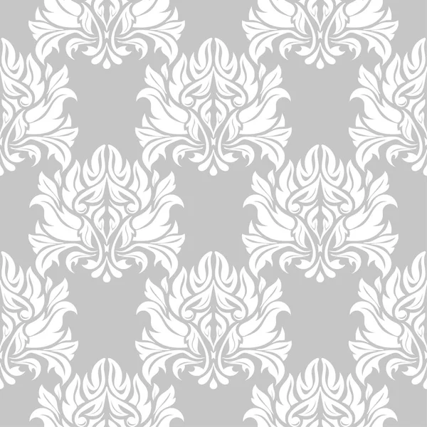 Grau Weißer Blumenschmuck Nahtloses Muster Für Textilien Und Tapeten — Stockvektor