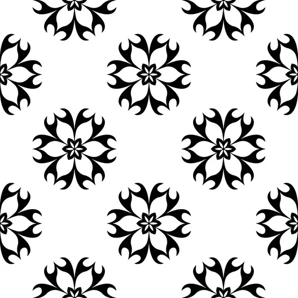 Siyah ve beyaz çiçek süsleme. Tekstil ve duvar kağıtları için seamless modeli