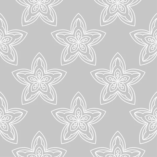 Gri arka plan üzerinde beyaz çiçek süsleme. Tekstil ve duvar kağıtları için seamless modeli