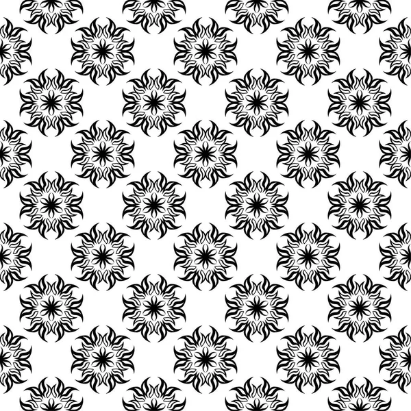 Adorno Floral Negro Sobre Fondo Blanco Sin Costuras Patrón Sin — Archivo Imágenes Vectoriales