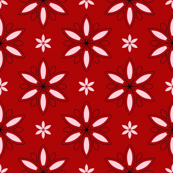 Florales Nahtloses Muster Auf Rotem Hintergrund Hintergrund Für Tapeten Textilien — Stockvektor