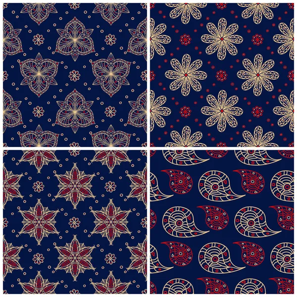 Sorunsuz arka planlar. Duvar kağıtları, Tekstil ve kumaş çiçek desenleri ile mavi klasik bej ve kırmızı belirler