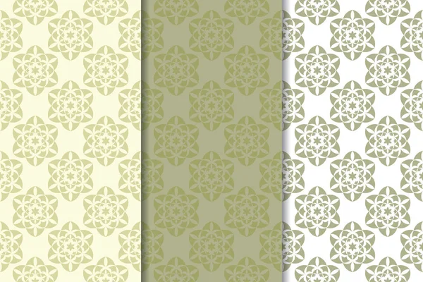 Zeytin yeşili kümesi çiçek süsler. Tekstil ve duvar kağıtları için dikişsiz desen