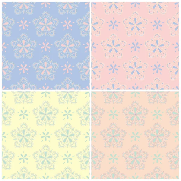 Soluk renkli kesintisiz arka plan duvar kağıtları, Tekstil ve kumaş çiçek desenleri ile set