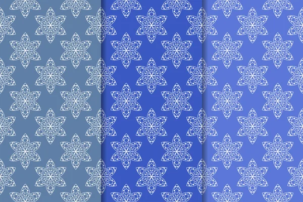 Çiçek desenleri kümesi. Mavi dikey Dikişsiz desen. Duvar kağıdı arka plan