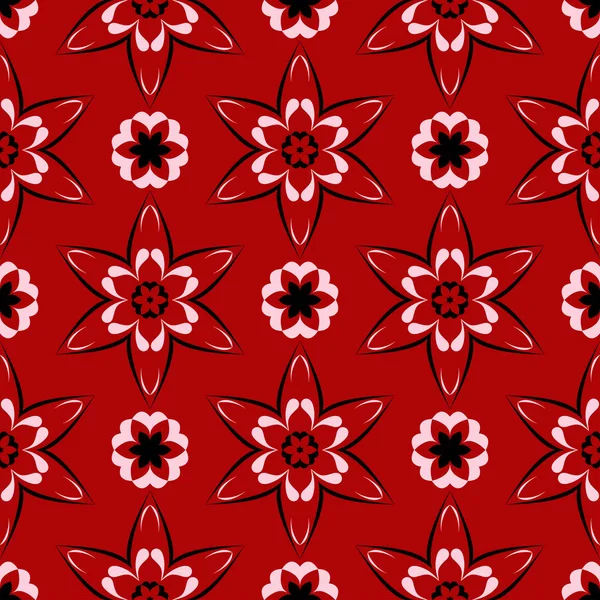 Motif Floral Sans Couture Sur Fond Rouge Fond Écran Textile — Image vectorielle