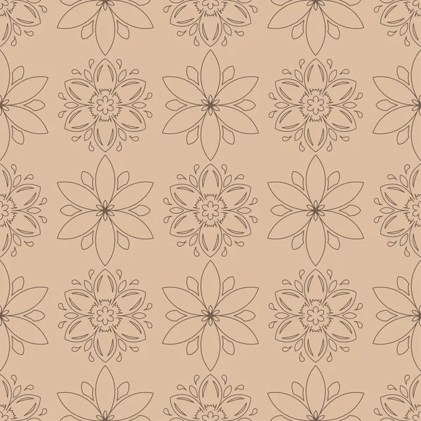 Bej renkli arka plan üzerinde kahverengi çiçek tasarım. Tekstil ve duvar kağıtları için seamless modeli