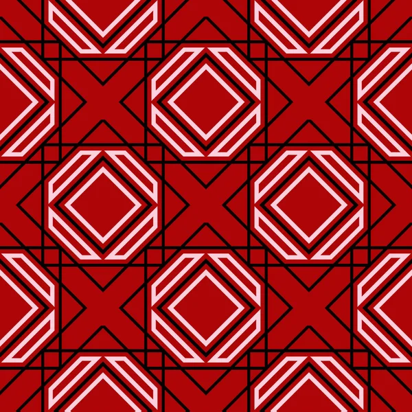 Siyah ve beyaz geometrik seamless modeli. Kırmızı zemin üzerine. Duvar kağıtları ve tekstil tasarım