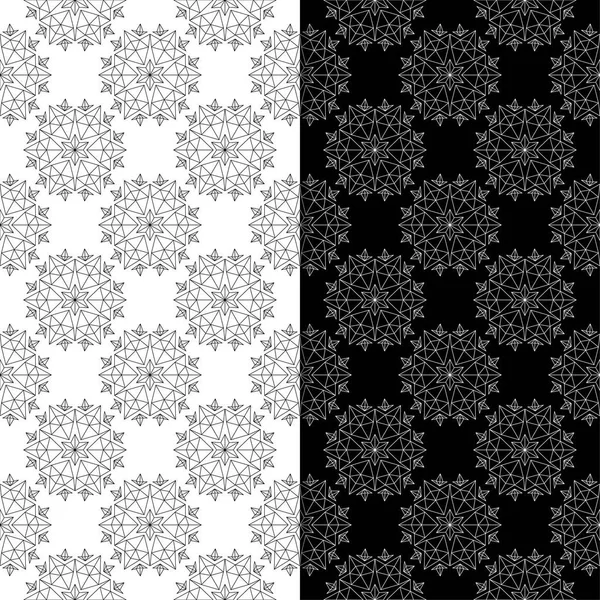 Черно Белый Цветочный Фон Набор Плавных Узоров Текстиля Обоев — стоковый вектор
