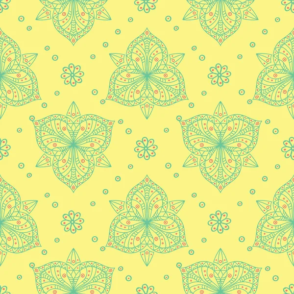 Sarı çiçek seamless modeli. Renkli arka plan duvar kağıtları, Tekstil ve kumaş için pembe ve yeşil çiçek tasarım ile