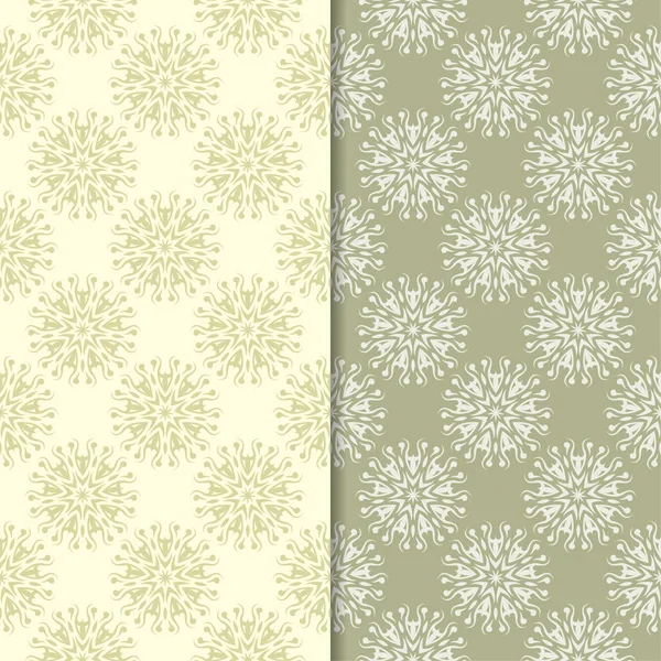 Zeytin yeşili çiçek arka planlar. Tekstil ve duvar kağıtları için dikişsiz desen seti