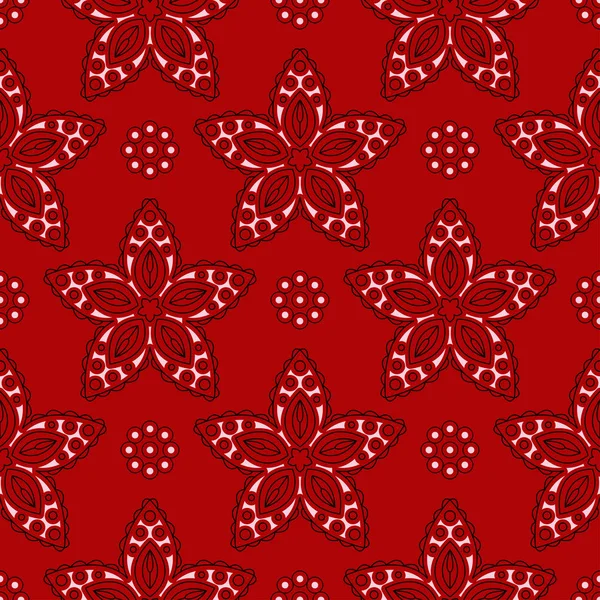 Siyah ve beyaz çiçek tasarım ile kırmızı seamless modeli. Duvar kağıdı arka plan