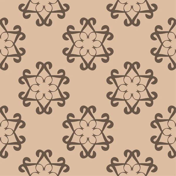 Bej renkli arka plan üzerinde kahverengi çiçek süsleme. Tekstil ve duvar kağıtları için seamless modeli