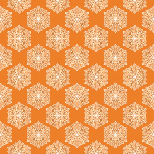White Floral Design Orange Background Seamless Pattern Textile Wallpapers — Stock Vector