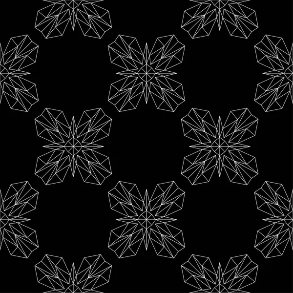 Siyah arka plan üzerine beyaz çiçek süsleme. Tekstil ve duvar kağıtları için seamless modeli