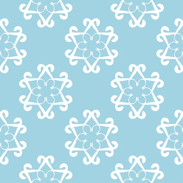 Mavi zemin üzerine beyaz çiçek süsleme. Tekstil ve duvar kağıtları için seamless modeli