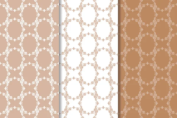 Kahverengi çiçek süsler. Tekstil ve duvar kağıtları için dikey Dikişsiz desen seti