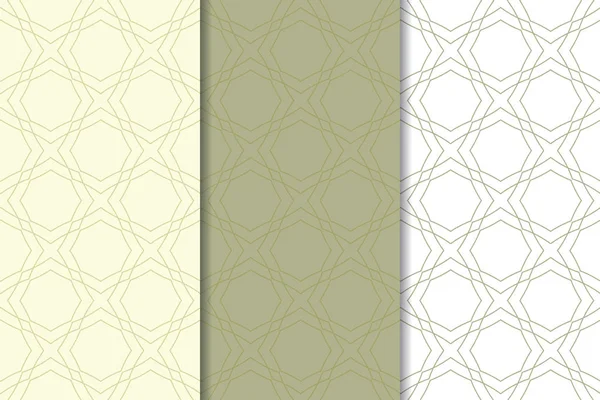 Zeytin yeşili ve beyaz geometrik süsler. Web, Tekstil ve duvar kağıtları için dikey Dikişsiz desen seti