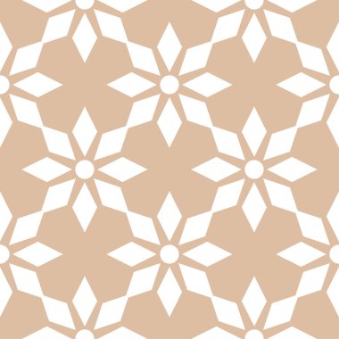 Bej renkli arka plan üzerinde beyaz çiçek süsleme. Tekstil ve duvar kağıtları için seamless modeli