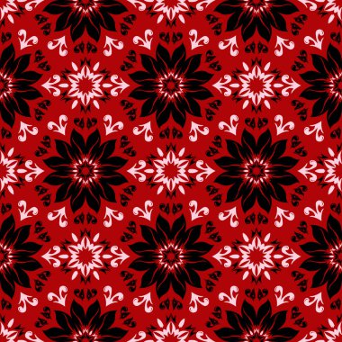 Kırmızı zemin üzerine çiçek seamless modeli. Arka plan duvar kağıtları, Tekstil ve kumaş için