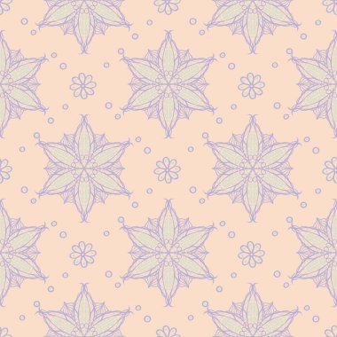 Sorunsuz çiçek desenli. Duvar kağıtları, Tekstil ve kumaş için bej mor ve mavi arka plan