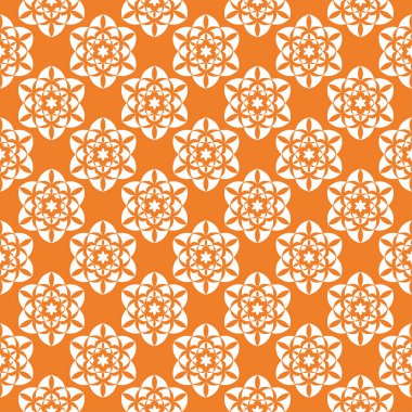 Beyaz çiçek süsleme portakal. Tekstil ve duvar kağıtları için seamless modeli