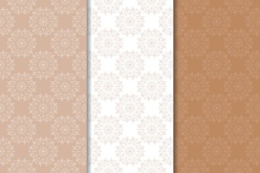 Kahverengi çiçek arka planlar. Tekstil ve duvar kağıtları için dikişsiz desen seti