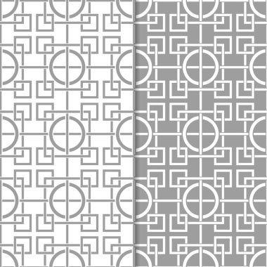 Gri ve beyaz geometrik parmak izi. Web, Tekstil ve duvar kağıtları için dikişsiz desen seti