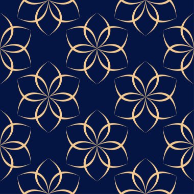 Koyu mavi zemin üzerine altın çiçek öğe. Tekstil ve duvar kağıtları için seamless modeli
